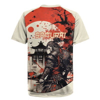 Samurai Warrior Japan Rugby Jersey Red-blossomed Tree Classic Japanese Stylized - Wonder Print Shop