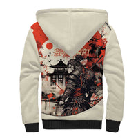 Samurai Warrior Japan Sherpa Hoodie Red-blossomed Tree Classic Japanese Stylized - Wonder Print Shop