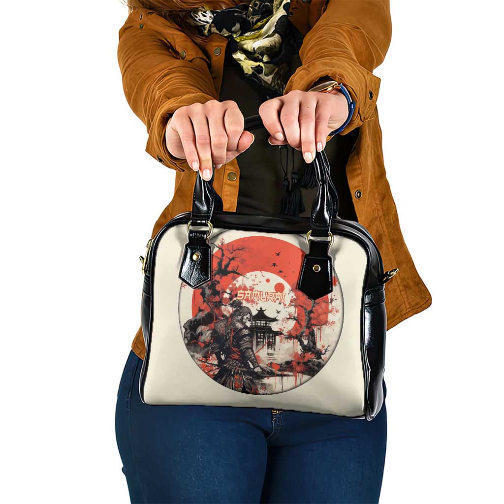 Samurai Warrior Japan Shoulder Handbag Red-blossomed Tree Classic Japanese Stylized - Wonder Print Shop