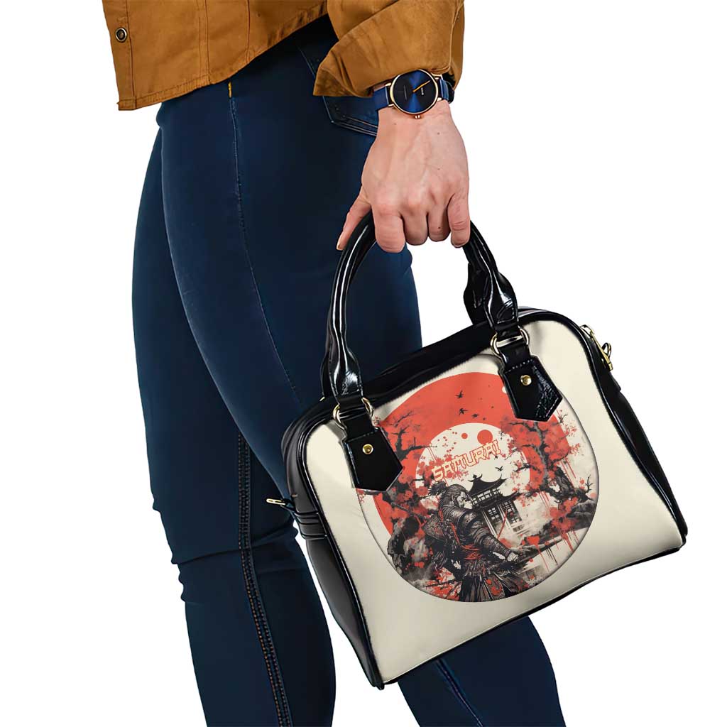 Samurai Warrior Japan Shoulder Handbag Red-blossomed Tree Classic Japanese Stylized - Wonder Print Shop