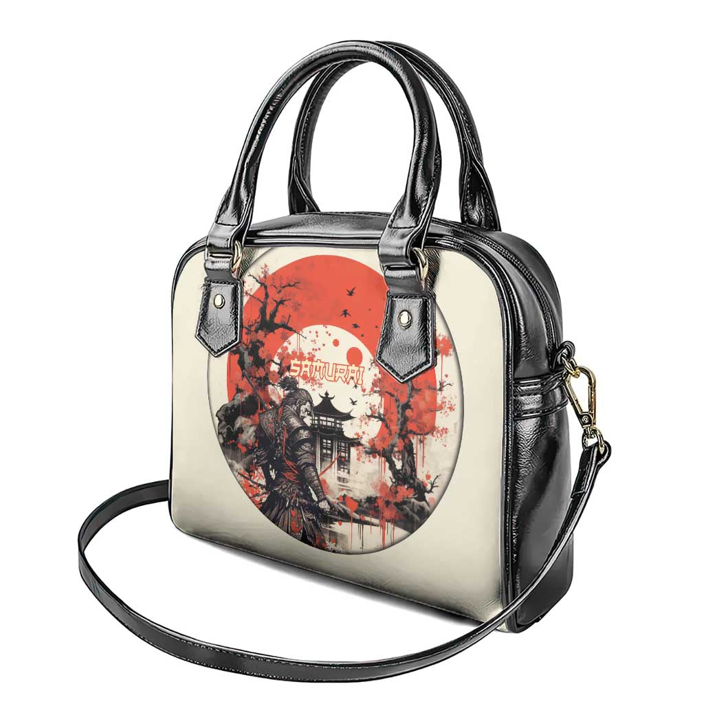 Samurai Warrior Japan Shoulder Handbag Red-blossomed Tree Classic Japanese Stylized - Wonder Print Shop