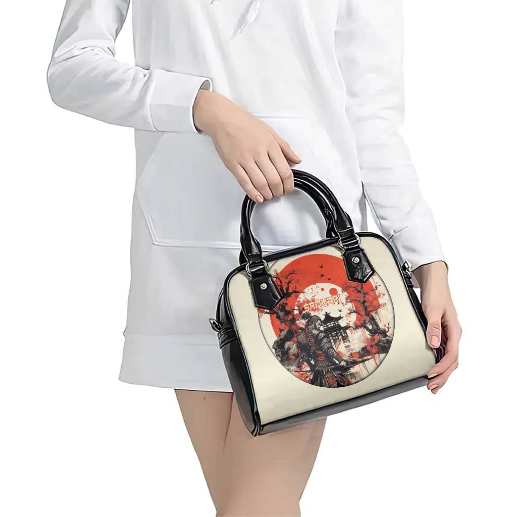 Samurai Warrior Japan Shoulder Handbag Red-blossomed Tree Classic Japanese Stylized - Wonder Print Shop