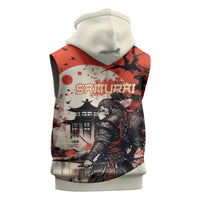 Samurai Warrior Japan Sleeveless Zip Hoodie Red-blossomed Tree Classic Japanese Stylized - Wonder Print Shop