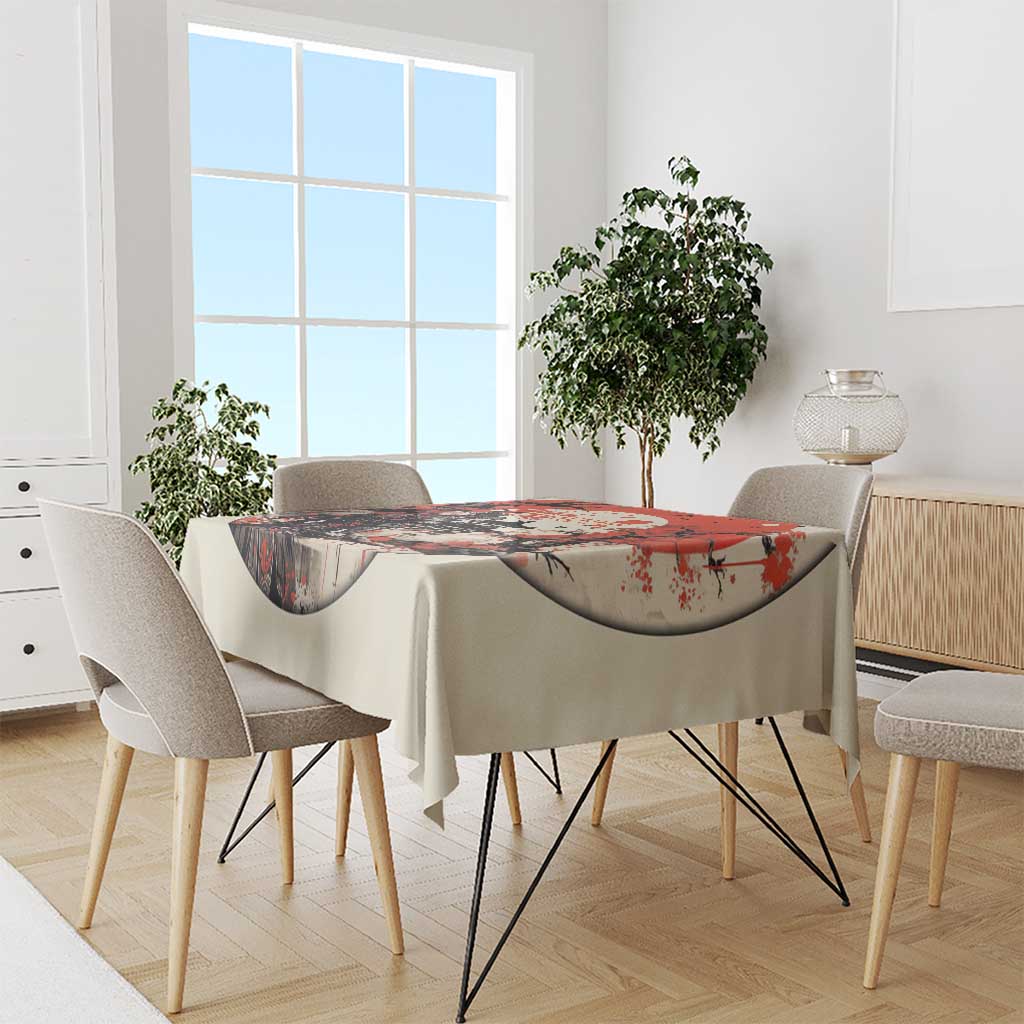 Samurai Warrior Japan Tablecloth Red-blossomed Tree Classic Japanese Stylized - Wonder Print Shop