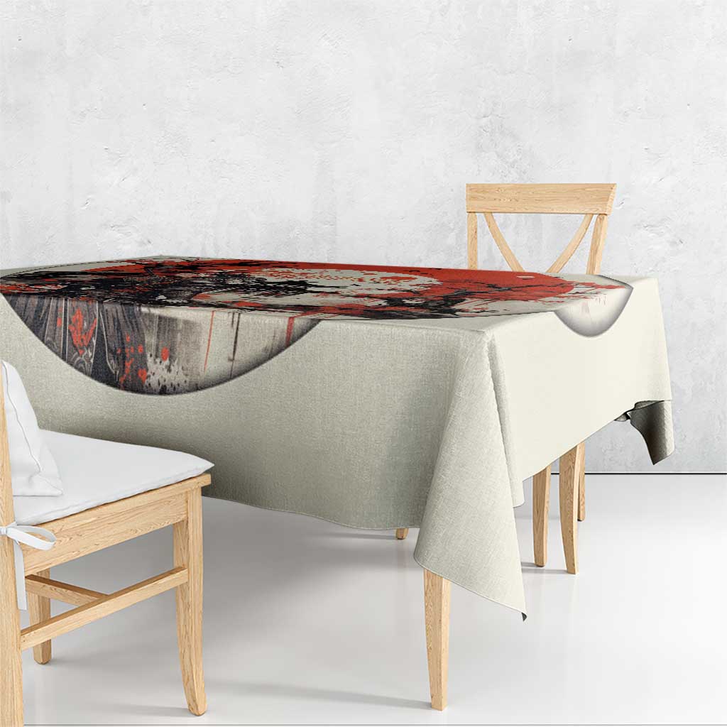 Samurai Warrior Japan Tablecloth Red-blossomed Tree Classic Japanese Stylized - Wonder Print Shop