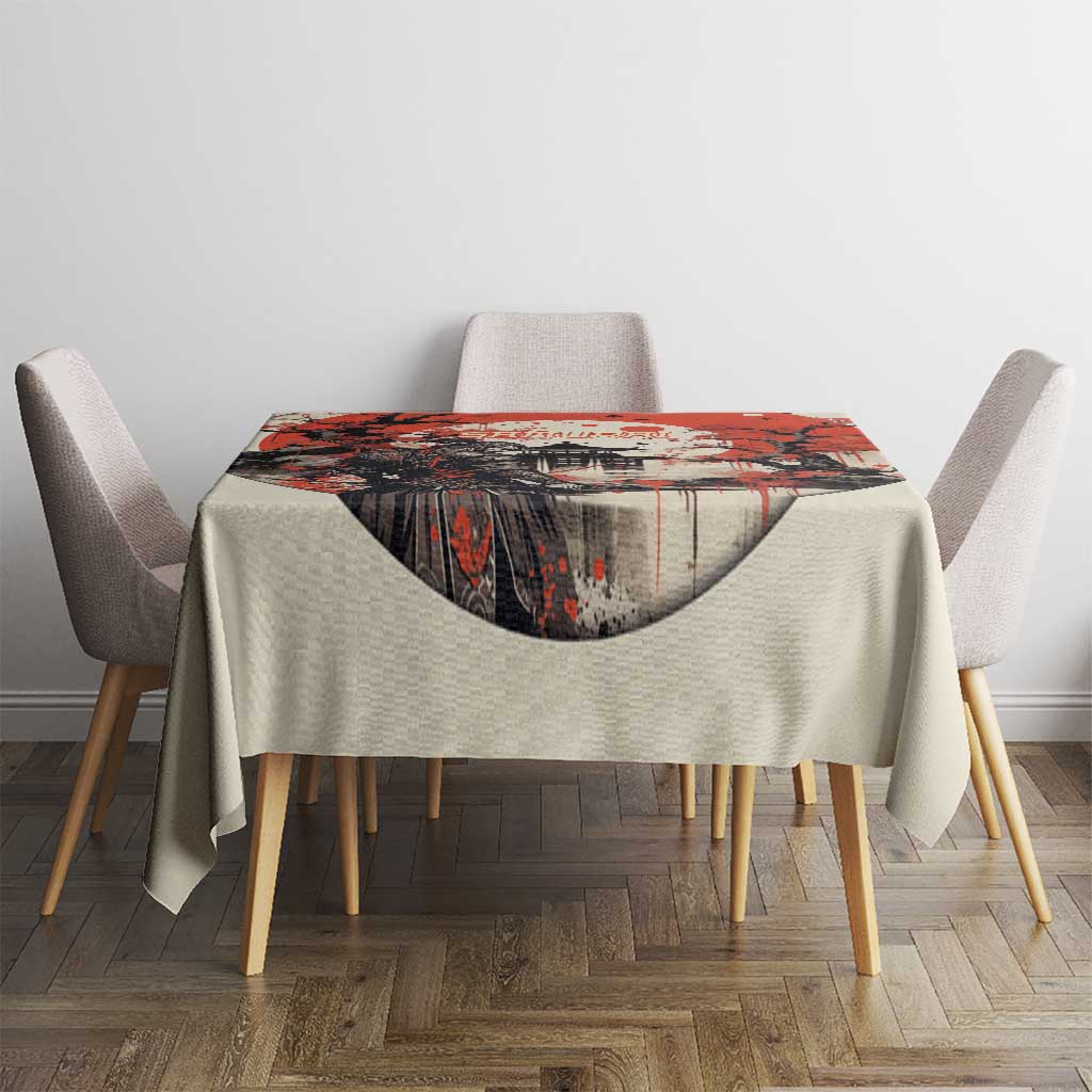 Samurai Warrior Japan Tablecloth Red-blossomed Tree Classic Japanese Stylized - Wonder Print Shop