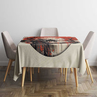 Samurai Warrior Japan Tablecloth Red-blossomed Tree Classic Japanese Stylized - Wonder Print Shop
