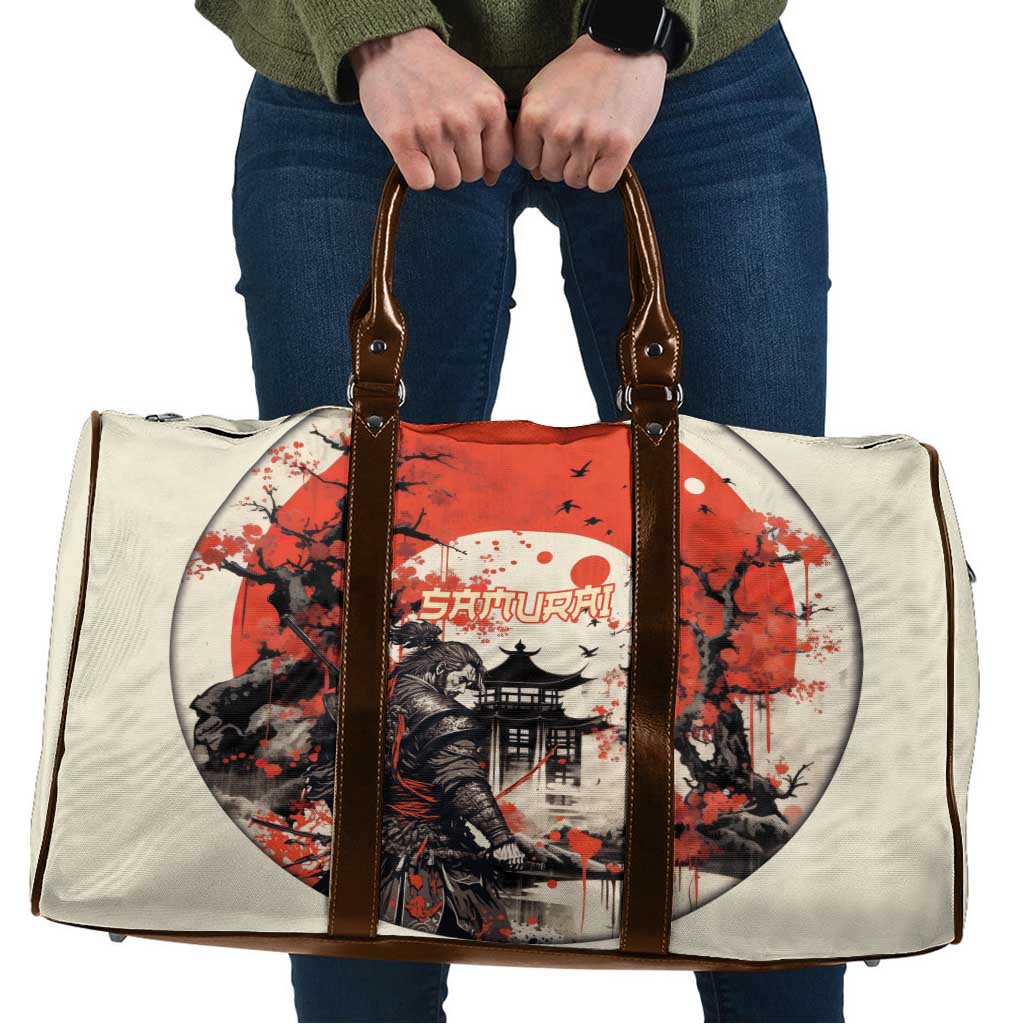 Samurai Warrior Japan Travel Bag Red-blossomed Tree Classic Japanese Stylized - Wonder Print Shop
