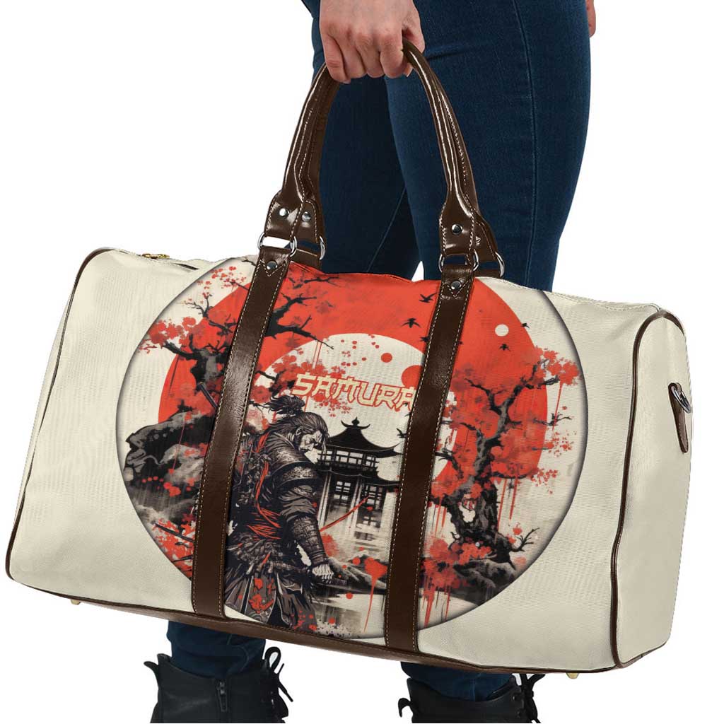 Samurai Warrior Japan Travel Bag Red-blossomed Tree Classic Japanese Stylized - Wonder Print Shop