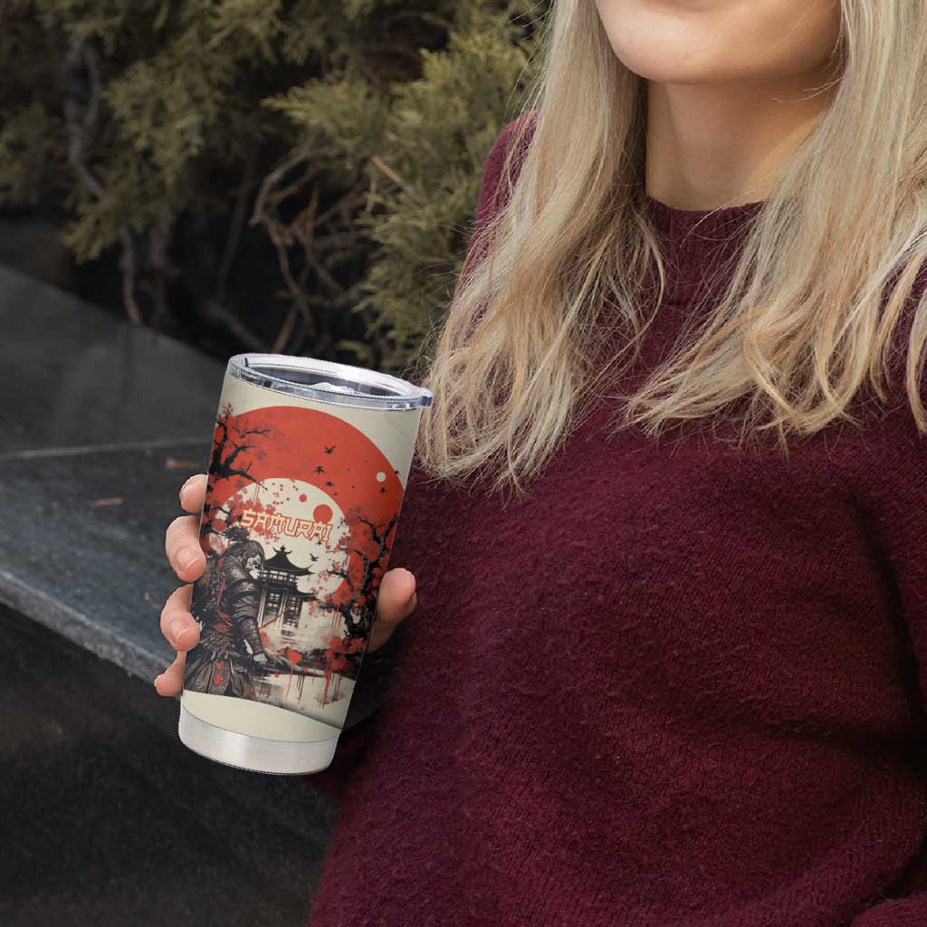 Samurai Warrior Japan Tumbler Cup Red-blossomed Tree Classic Japanese Stylized - Wonder Print Shop