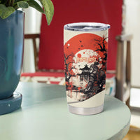 Samurai Warrior Japan Tumbler Cup Red-blossomed Tree Classic Japanese Stylized - Wonder Print Shop