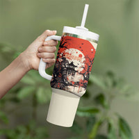 Samurai Warrior Japan Tumbler With Handle Red-blossomed Tree Classic Japanese Stylized - Wonder Print Shop