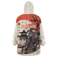 Samurai Warrior Japan Wearable Blanket Hoodie Red-blossomed Tree Classic Japanese Stylized - Wonder Print Shop