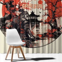 Samurai Warrior Japan Window Curtain Red-blossomed Tree Classic Japanese Stylized - Wonder Print Shop