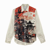 Samurai Warrior Japan Women Casual Shirt Red-blossomed Tree Classic Japanese Stylized - Wonder Print Shop