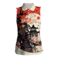Samurai Warrior Japan Women Sleeveless Polo Shirt Red-blossomed Tree Classic Japanese Stylized - Wonder Print Shop
