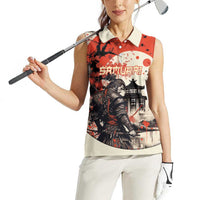 Samurai Warrior Japan Women Sleeveless Polo Shirt Red-blossomed Tree Classic Japanese Stylized - Wonder Print Shop