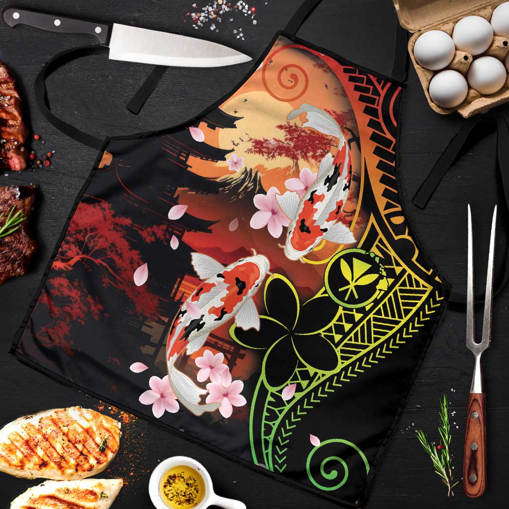 Hawaiian and Japanese Apron Koi Fish With Kanaka Polynesian Tattoo - Wonder Print Shop