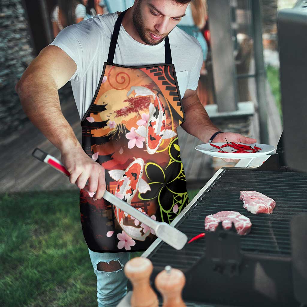 Hawaiian and Japanese Apron Koi Fish With Kanaka Polynesian Tattoo - Wonder Print Shop