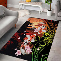 Hawaiian and Japanese Area Rug Koi Fish With Kanaka Polynesian Tattoo - Wonder Print Shop