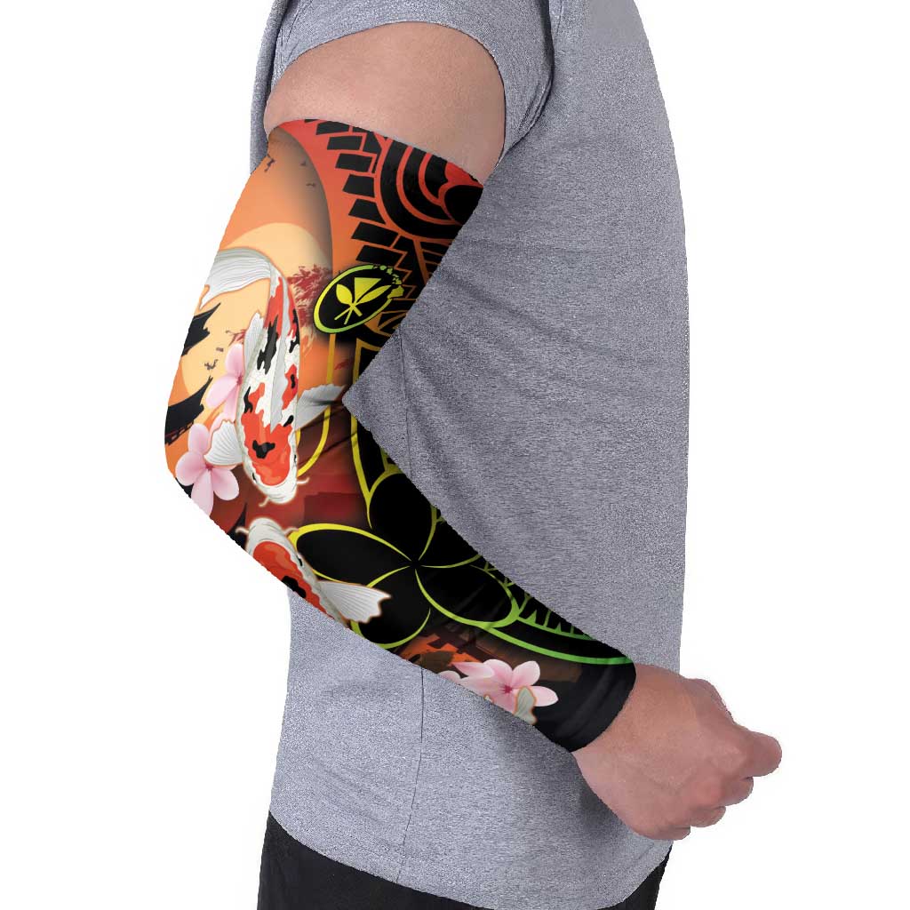 Hawaiian and Japanese Arm Sleeves Koi Fish With Kanaka Polynesian Tattoo - Wonder Print Shop