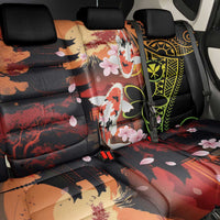 Hawaiian and Japanese Back Car Seat Cover Koi Fish With Kanaka Polynesian Tattoo - Wonder Print Shop
