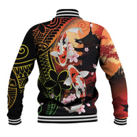 Hawaiian and Japanese Baseball Jacket Koi Fish With Kanaka Polynesian Tattoo - Wonder Print Shop