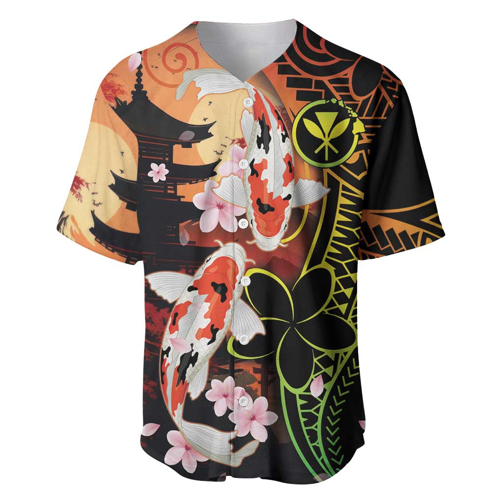 Hawaiian and Japanese Baseball Jersey Koi Fish With Kanaka Polynesian Tattoo - Wonder Print Shop
