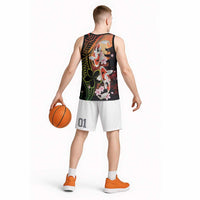 Hawaiian and Japanese Basketball Jersey Koi Fish With Kanaka Polynesian Tattoo - Wonder Print Shop