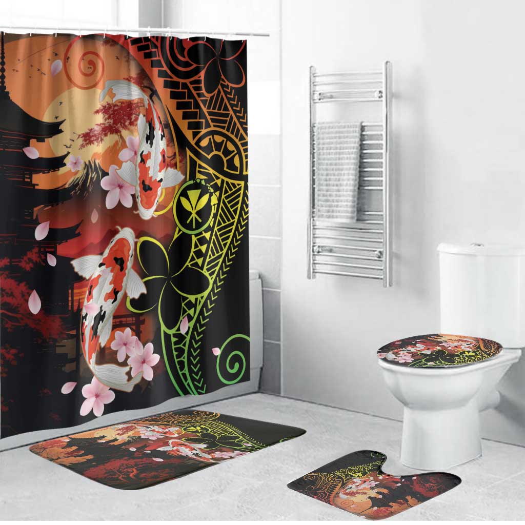 Hawaiian and Japanese Bathroom Set Koi Fish With Kanaka Polynesian Tattoo - Wonder Print Shop