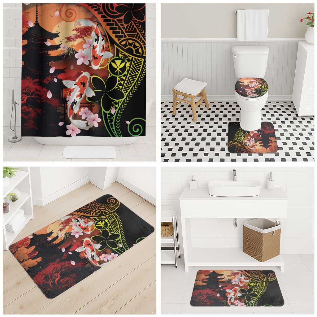 Hawaiian and Japanese Bathroom Set Koi Fish With Kanaka Polynesian Tattoo - Wonder Print Shop