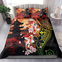 Hawaiian and Japanese Bedding Set Koi Fish With Kanaka Polynesian Tattoo - Wonder Print Shop