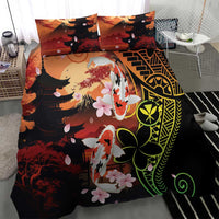 Hawaiian and Japanese Bedding Set Koi Fish With Kanaka Polynesian Tattoo - Wonder Print Shop