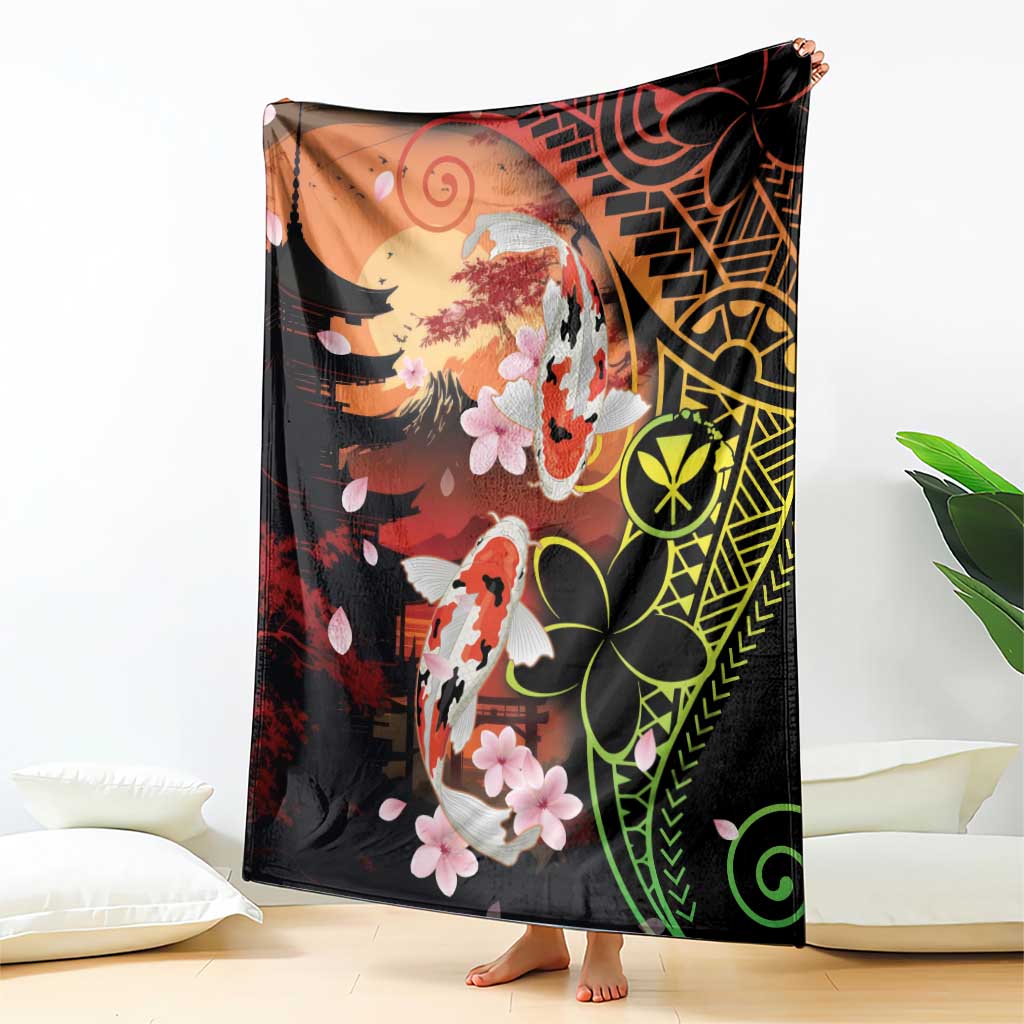 Hawaiian and Japanese Blanket Koi Fish With Kanaka Polynesian Tattoo - Wonder Print Shop