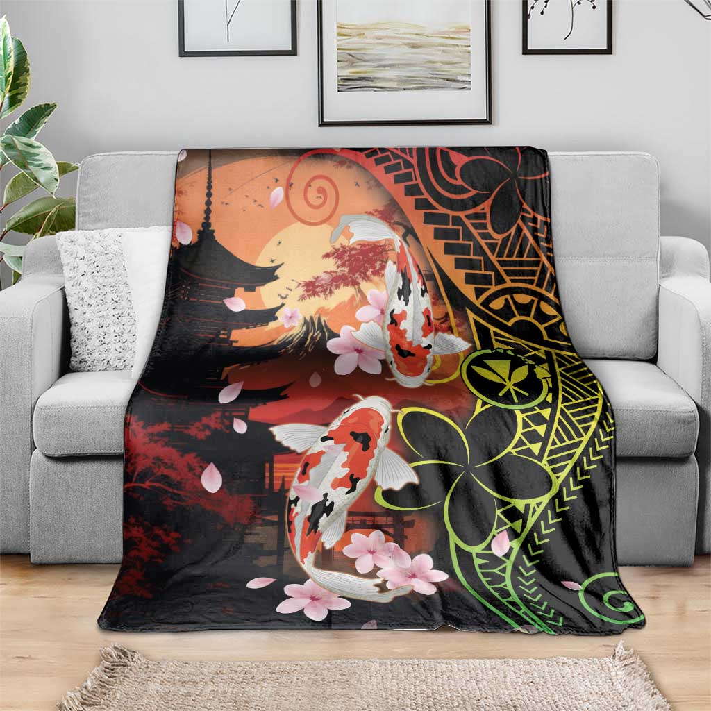Hawaiian and Japanese Blanket Koi Fish With Kanaka Polynesian Tattoo - Wonder Print Shop