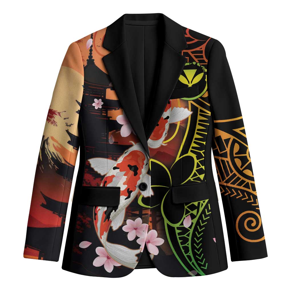 Hawaiian and Japanese Blazer Koi Fish With Kanaka Polynesian Tattoo - Wonder Print Shop