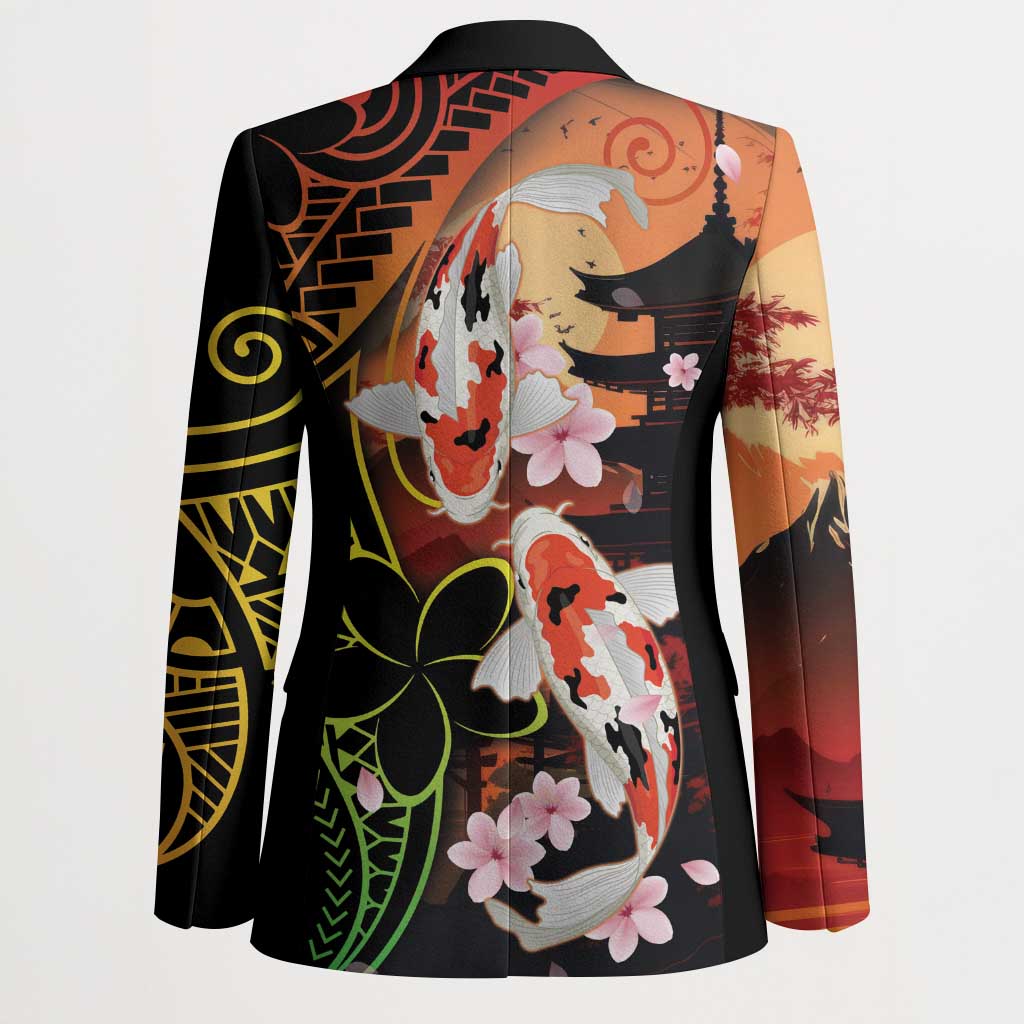 Hawaiian and Japanese Blazer Koi Fish With Kanaka Polynesian Tattoo - Wonder Print Shop