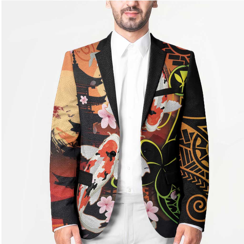 Hawaiian and Japanese Blazer Koi Fish With Kanaka Polynesian Tattoo - Wonder Print Shop