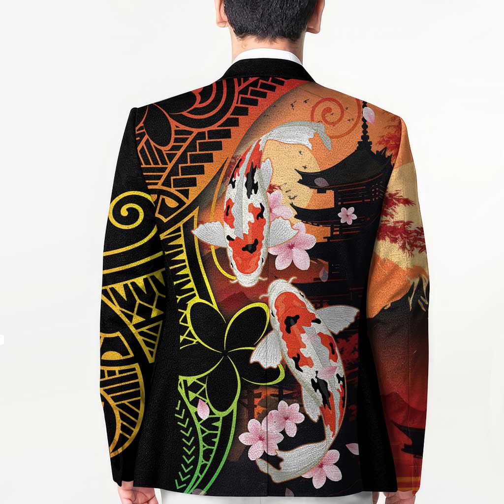 Hawaiian and Japanese Blazer Koi Fish With Kanaka Polynesian Tattoo - Wonder Print Shop