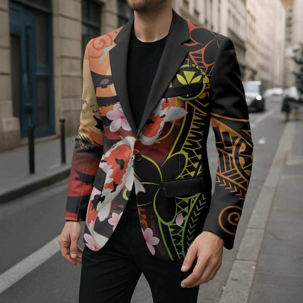 Hawaiian and Japanese Blazer Koi Fish With Kanaka Polynesian Tattoo - Wonder Print Shop