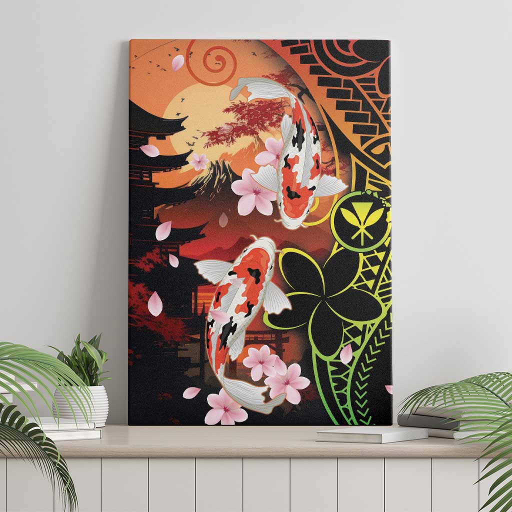 Hawaiian and Japanese Canvas Wall Art Koi Fish With Kanaka Polynesian Tattoo - Wonder Print Shop