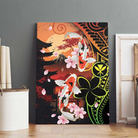 Hawaiian and Japanese Canvas Wall Art Koi Fish With Kanaka Polynesian Tattoo - Wonder Print Shop