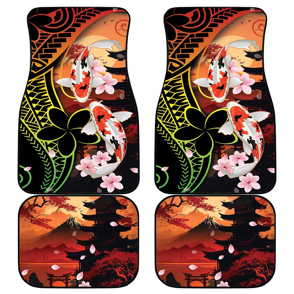 Hawaiian and Japanese Car Mats Koi Fish With Kanaka Polynesian Tattoo - Wonder Print Shop