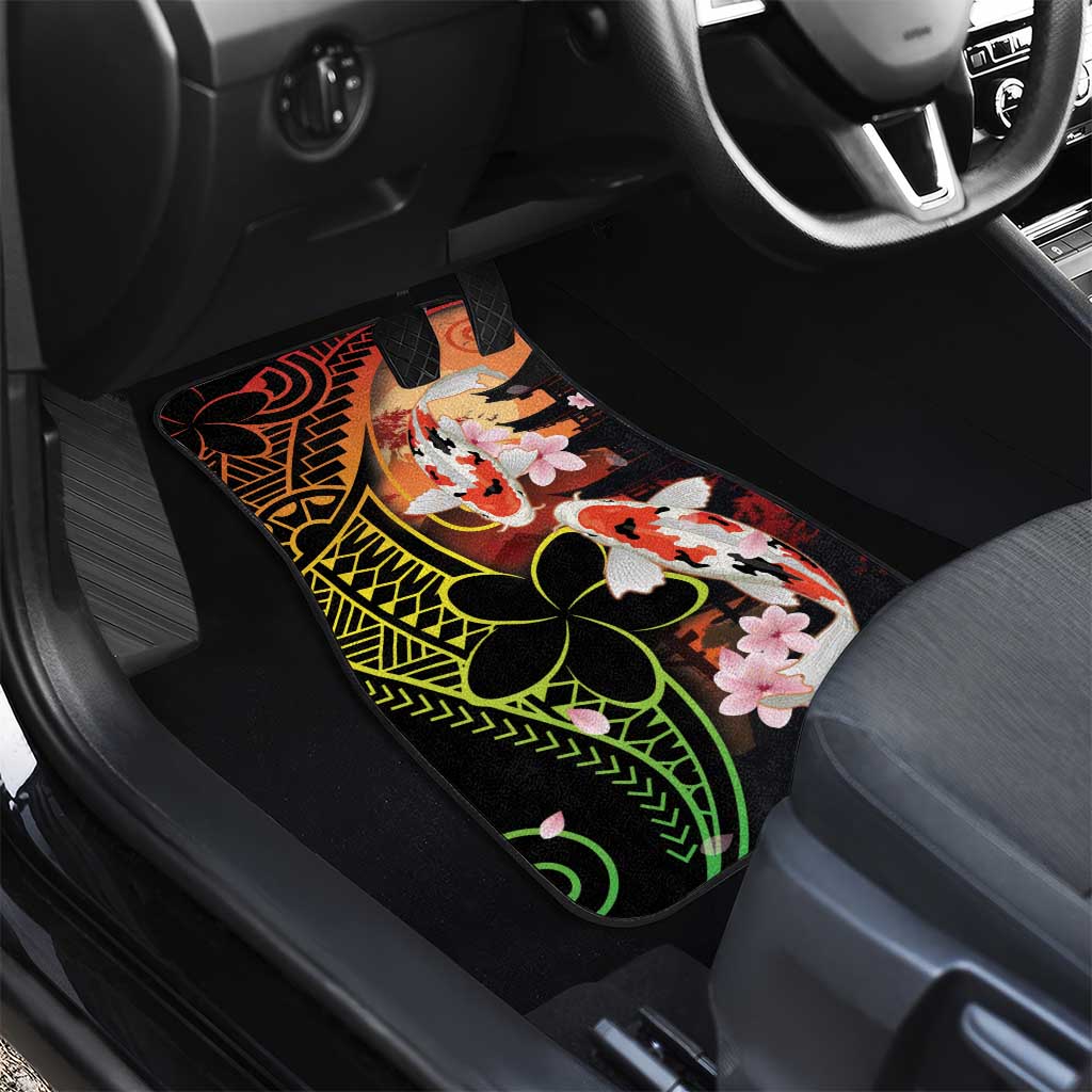 Hawaiian and Japanese Car Mats Koi Fish With Kanaka Polynesian Tattoo - Wonder Print Shop
