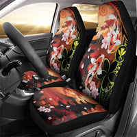 Hawaiian and Japanese Car Seat Cover Koi Fish With Kanaka Polynesian Tattoo - Wonder Print Shop