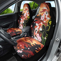 Hawaiian and Japanese Car Seat Cover Koi Fish With Kanaka Polynesian Tattoo - Wonder Print Shop