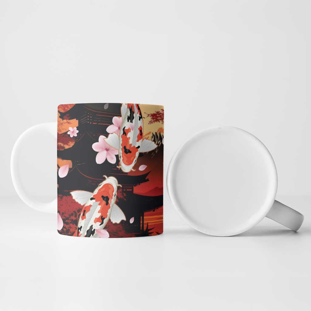 Hawaiian and Japanese Ceramic Mug Koi Fish With Kanaka Polynesian Tattoo - Wonder Print Shop