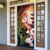 Hawaiian and Japanese Door Cover Koi Fish With Kanaka Polynesian Tattoo - Wonder Print Shop