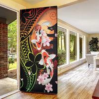 Hawaiian and Japanese Door Cover Koi Fish With Kanaka Polynesian Tattoo - Wonder Print Shop