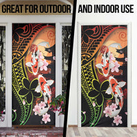 Hawaiian and Japanese Door Cover Koi Fish With Kanaka Polynesian Tattoo - Wonder Print Shop